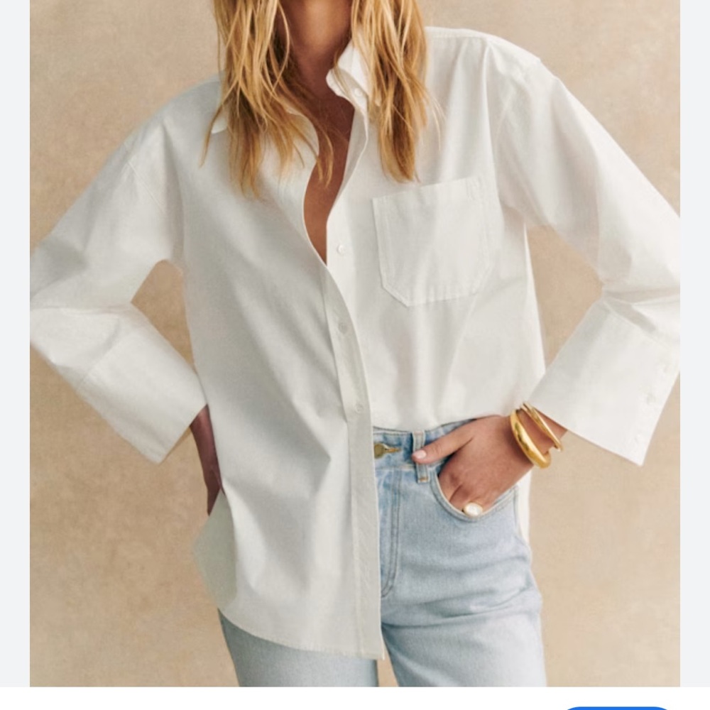 Sezane Women's White Button-Up Shirt
